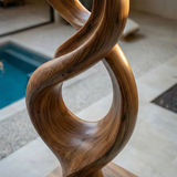 Tall Abstract Wood Sculpture with Flame Inspired Curves and Dual Hollow Form - ArborisWood - 3
