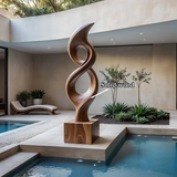 Tall Abstract Wood Sculpture with Flame Inspired Curves and Dual Hollow Form - ArborisWood - 8
