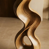 Tall Abstract Wood Sculpture with Flowing Ribbon Form and Hollow Loop Detail - ArborisWood - 4