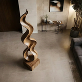 Tall Abstract Wood Sculpture with Flowing Ribbon Form and Hollow Loop Detail - ArborisWood - 6