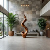 Tall Abstract Wood Sculpture with Flowing Wave Form and Sculpted Vertical Design - ArborisWood - 2