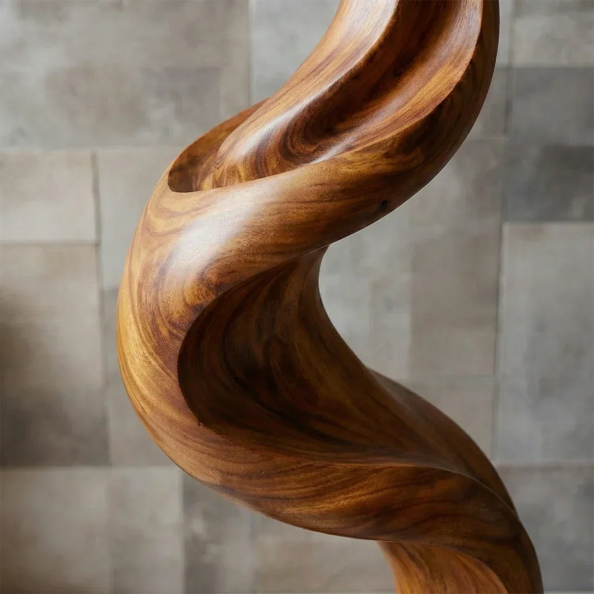 Tall Abstract Wood Sculpture with Flowing Wave Form and Sculpted Vertical Design - ArborisWood - 4