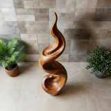 Tall Abstract Wood Sculpture with Flowing Wave Form and Sculpted Vertical Design - ArborisWood - 5