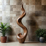 Tall Abstract Wood Sculpture with Flowing Wave Form and Sculpted Vertical Design - ArborisWood - 6