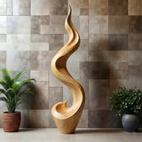 Tall Abstract Wood Sculpture with Flowing Wave Form and Sculpted Vertical Design - ArborisWood - 7