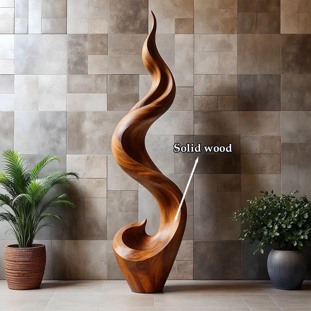 Tall Abstract Wood Sculpture with Flowing Wave Form and Sculpted Vertical Design - ArborisWood - 9