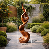 Tall Abstract Wood Sculpture with Twisted Flow Form and Sculpted Hollow Detail - ArborisWood - 10