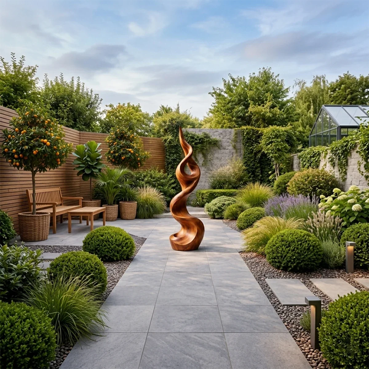 Tall Abstract Wood Sculpture with Twisted Flow Form and Sculpted Hollow Detail - ArborisWood - 2