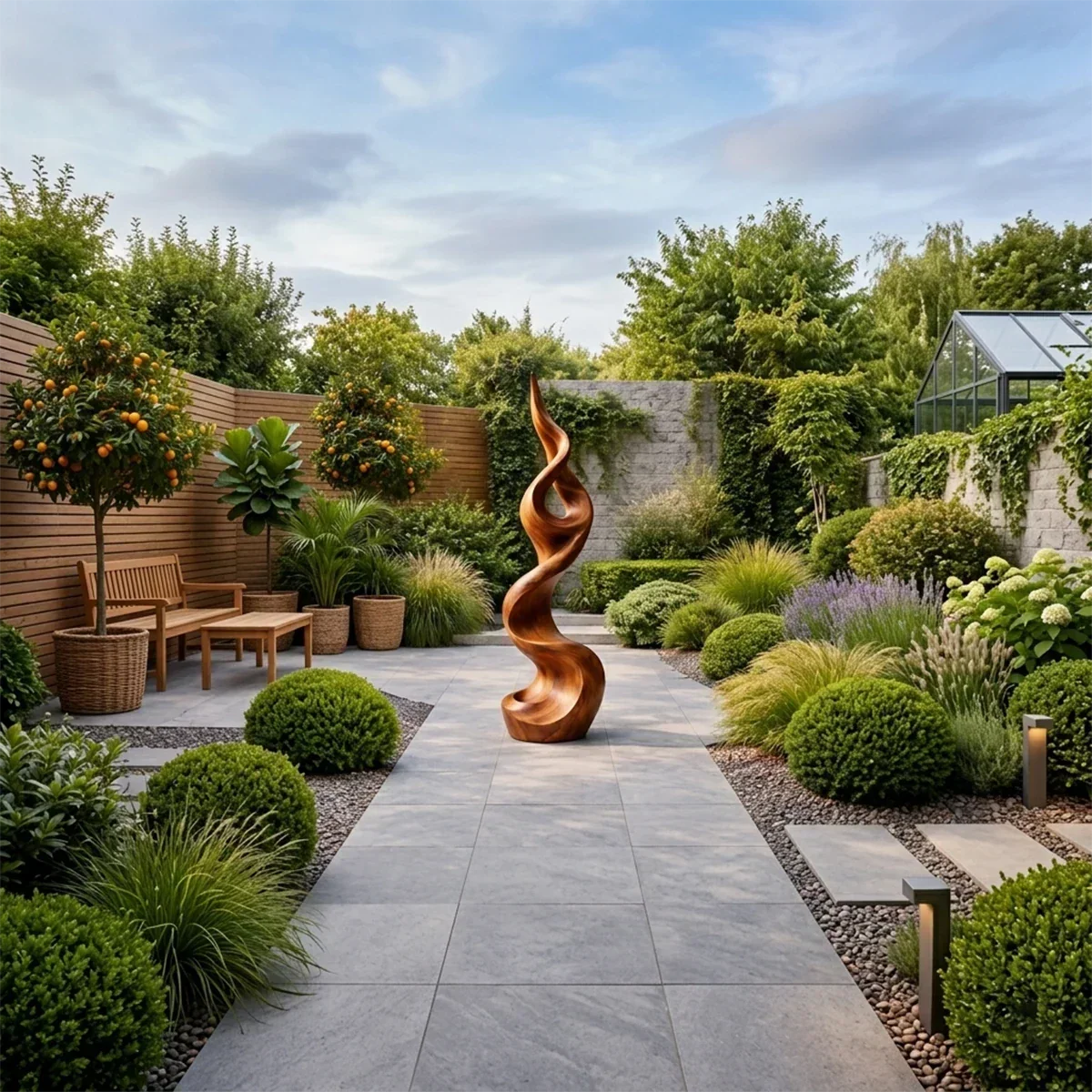 Tall Abstract Wood Sculpture with Twisted Flow Form and Sculpted Hollow Detail - ArborisWood - 2