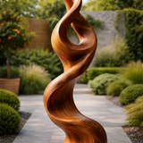 Tall Abstract Wood Sculpture with Twisted Flow Form and Sculpted Hollow Detail - ArborisWood - 3