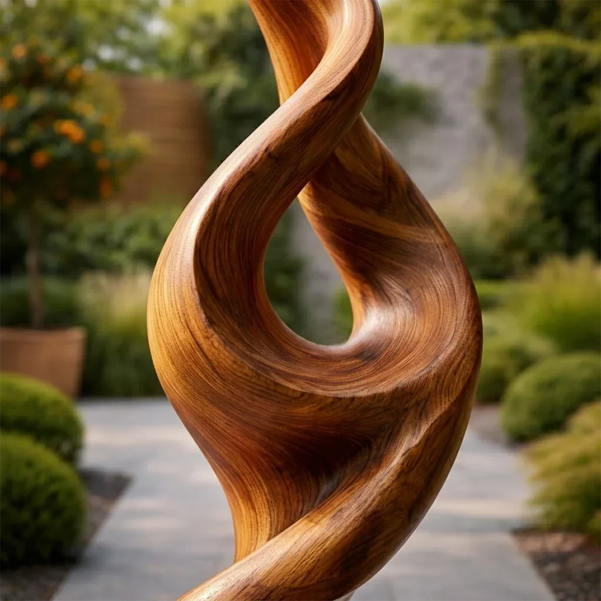 Tall Abstract Wood Sculpture with Twisted Flow Form and Sculpted Hollow Detail - ArborisWood - 4