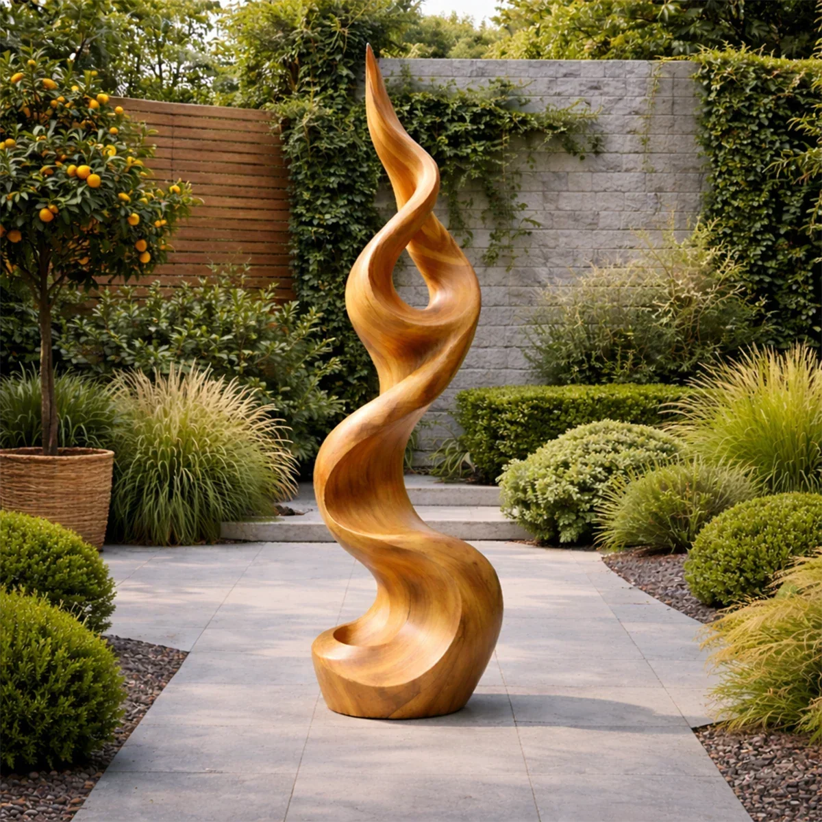 Tall Abstract Wood Sculpture with Twisted Flow Form and Sculpted Hollow Detail - ArborisWood - 7