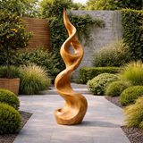 Tall Abstract Wood Sculpture with Twisted Flow Form and Sculpted Hollow Detail - ArborisWood - 7