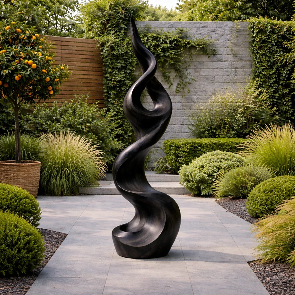 Tall Abstract Wood Sculpture with Twisted Flow Form and Sculpted Hollow Detail - ArborisWood - 8