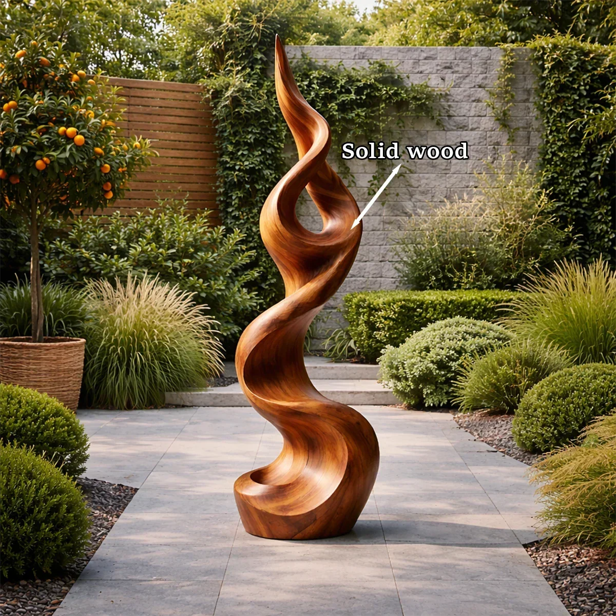 Tall Abstract Wood Sculpture with Twisted Flow Form and Sculpted Hollow Detail - ArborisWood - 9