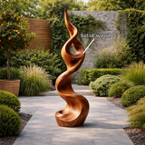 Tall Abstract Wood Sculpture with Twisted Flow Form and Sculpted Hollow Detail - ArborisWood - 9