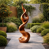 Tall Abstract Wood Sculpture with Twisted Flow Form and Sculpted Hollow Detail - ArborisWood