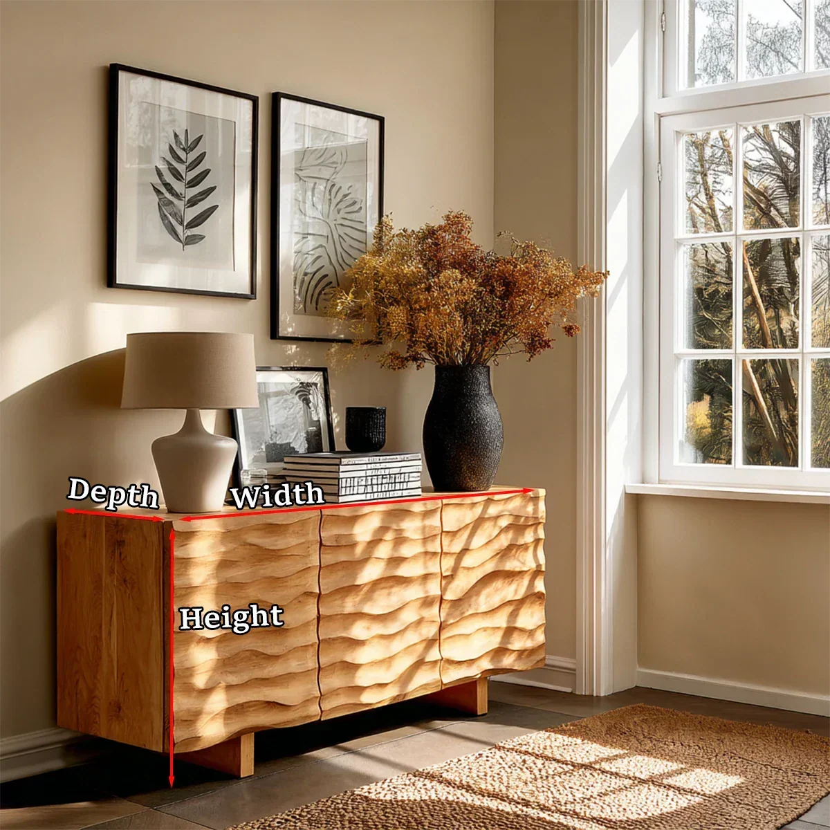 Textured Accent Sideboard in Natural Solid Wood for Contemporary Interiors - ArborisWood - 11