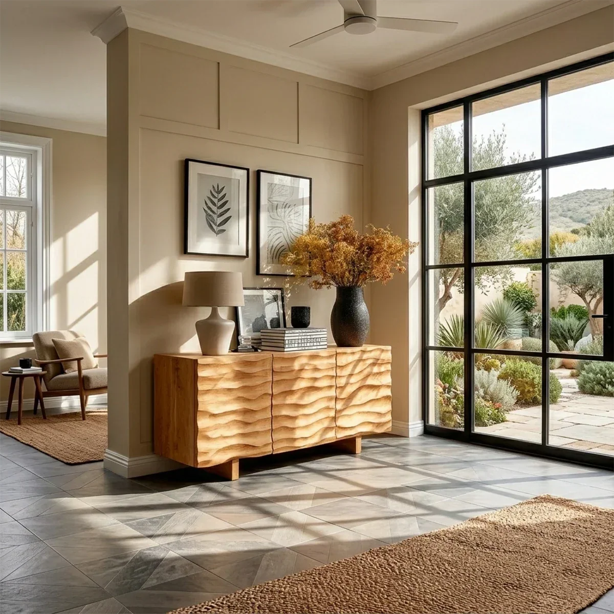 Textured Accent Sideboard in Natural Solid Wood for Contemporary Interiors - ArborisWood - 2