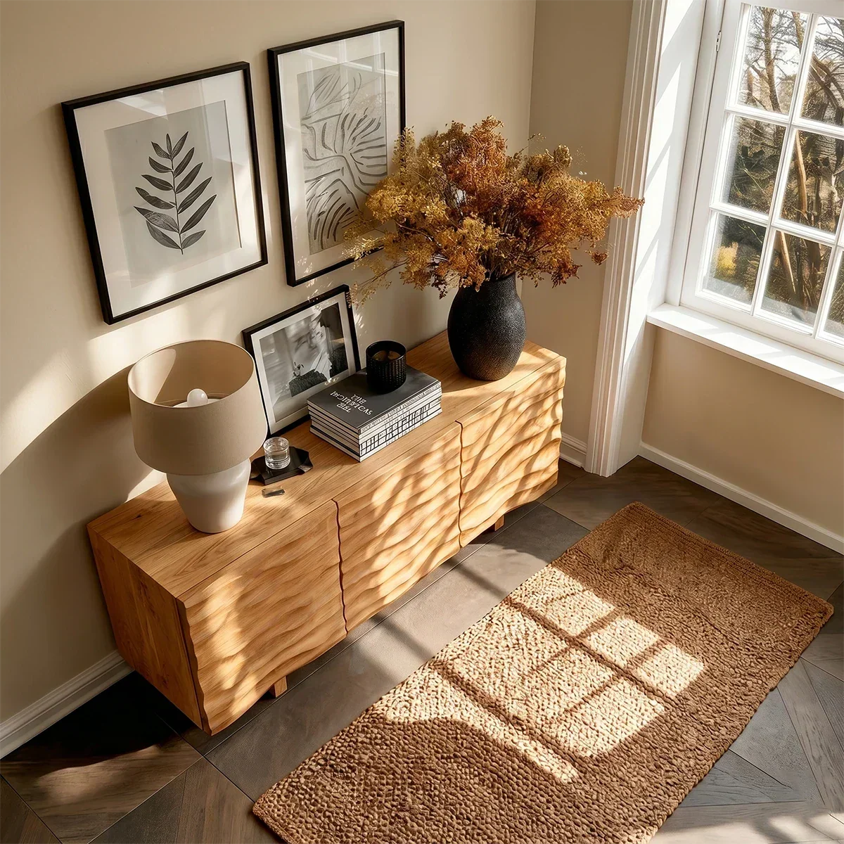 Textured Accent Sideboard in Natural Solid Wood for Contemporary Interiors - ArborisWood - 6