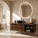 Three Drawer Floating Bathroom Vanity in Natural Solid Wood With Shelves - Arboriswood - 11