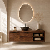 Three Drawer Floating Bathroom Vanity in Natural Solid Wood With Shelves - Arboriswood - 13