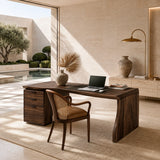 Three drawer storage gives this workstation desk a practical layout for daily tasks