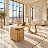 Built around a spacious top, the desk offers practical storage for focused daily work