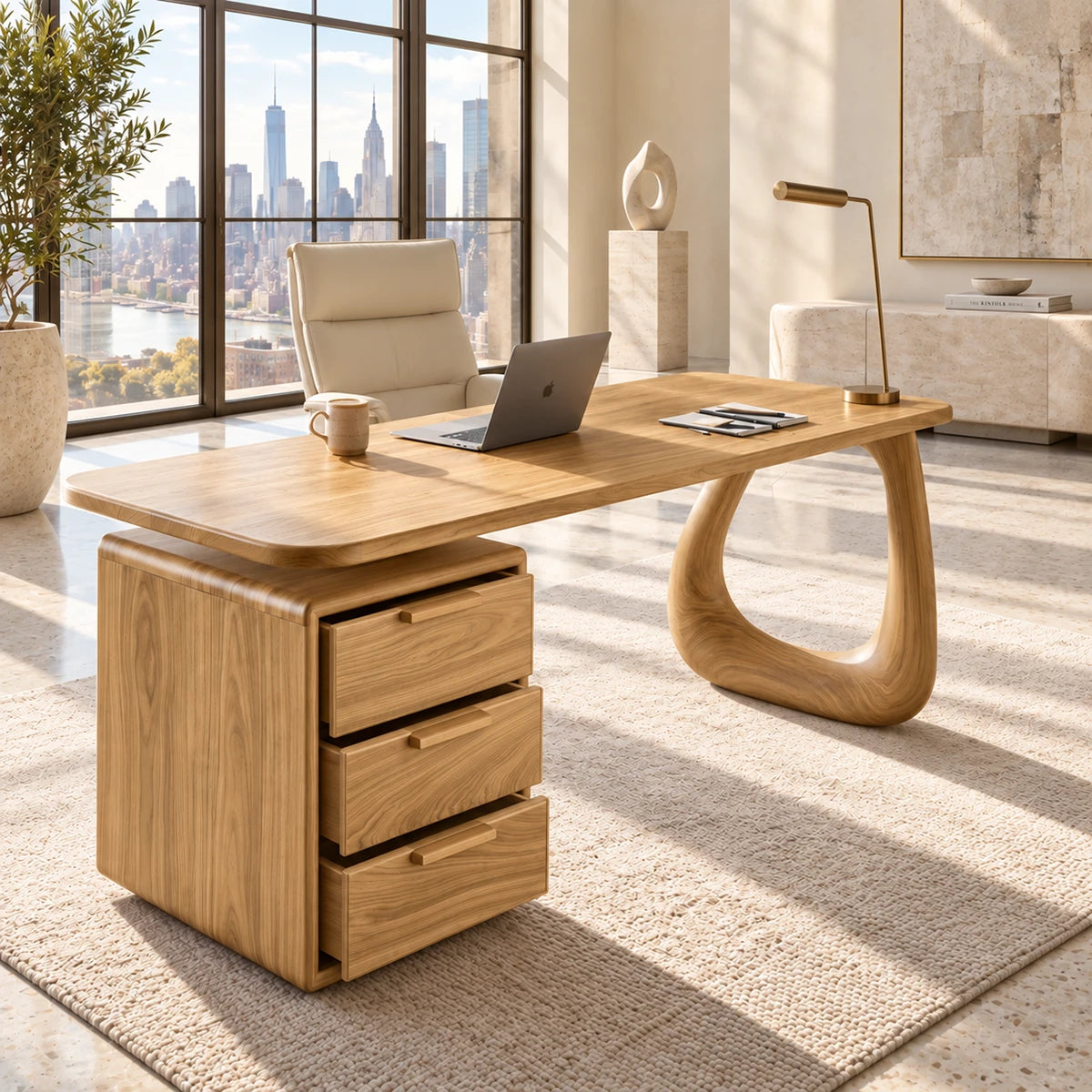 Three integrated drawers make this computer desk useful for organized everyday tasks