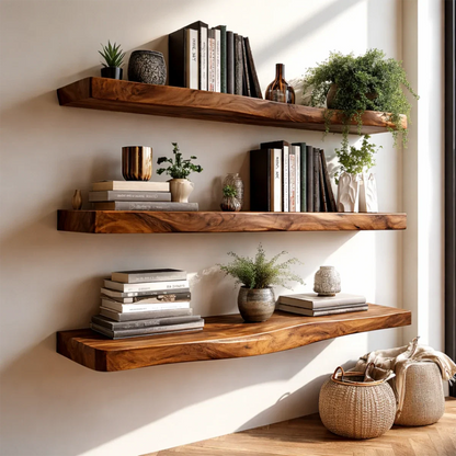 Tiered Floating Shelf Solid Wood Wall Mounted Display Storage Shelf - ArborisWood - 6