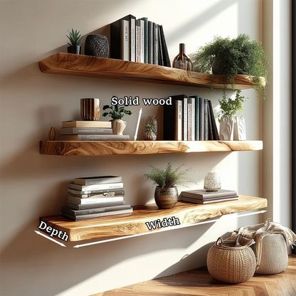 Tiered Floating Shelf Solid Wood Wall Mounted Display Storage Shelf - ArborisWood - 8