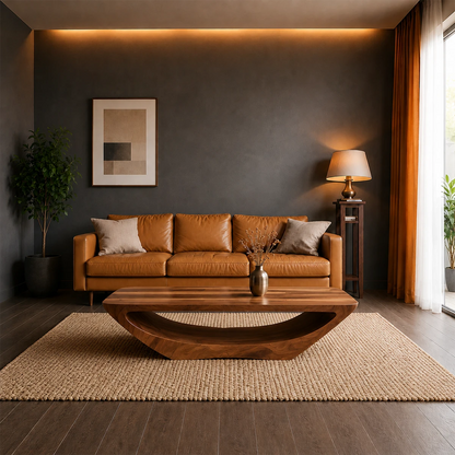 Tilted Sculptural Coffee Table – Solid Wood Modern Curve Design - ArborisWood - 12
