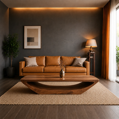Tilted Sculptural Coffee Table – Solid Wood Modern Curve Design - ArborisWood - 13