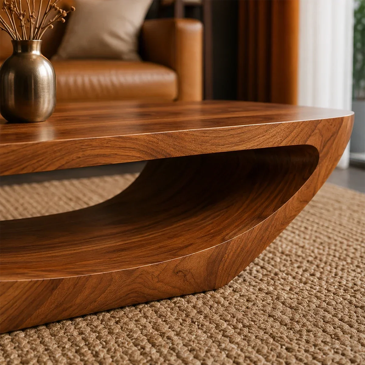 Tilted Sculptural Coffee Table – Solid Wood Modern Curve Design - Arboriswood - 5