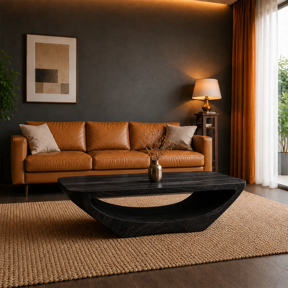 Tilted Sculptural Coffee Table – Solid Wood Modern Curve Design - ArborisWood - 9