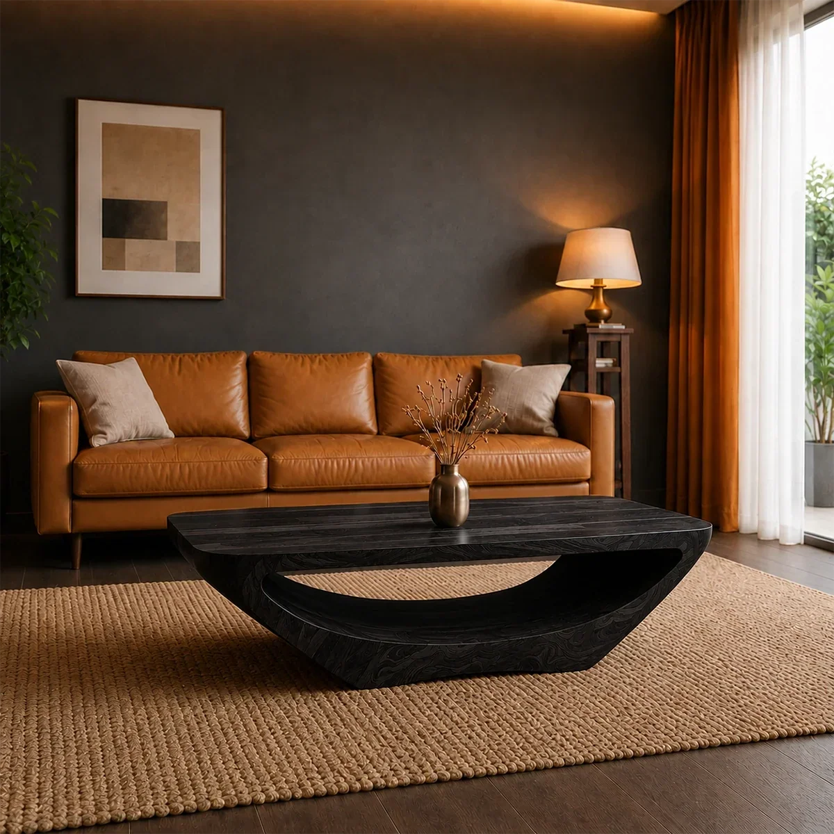 Tilted Sculptural Coffee Table – Solid Wood Modern Curve Design - Arboriswood - 9
