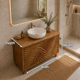 Traditional Bathroom Vanity with Hand-Carved Wave Cabinet Doors in Natural Solid Wood - Arboriswood - 6