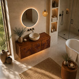 Traditional Bathroom Vanity with Hand-Carved Wave Cabinet Fronts in Natural Solid Wood - Arboriswood - 5