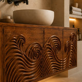 Traditional Bathroom Vanity with Hand-Carved Wave Cabinet Fronts in Natural Solid Wood - Arboriswood - 4