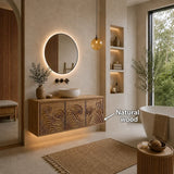 Traditional Bathroom Vanity with Hand-Carved Wave Cabinet Fronts in Natural Solid Wood - Arboriswood - 5