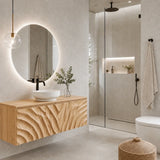 Traditional Bathroom Vanity with Hand-Carved Wave Front in Natural Solid Wood - Arboriswood - 10