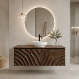 Traditional Bathroom Vanity with Hand-Carved Wave Front in Natural Solid Wood - Arboriswood - 2