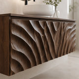 Traditional Bathroom Vanity with Hand-Carved Wave Front in Natural Solid Wood - Arboriswood - 3