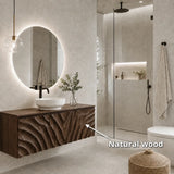 Traditional Bathroom Vanity with Hand-Carved Wave Front in Natural Solid Wood - Arboriswood - 5