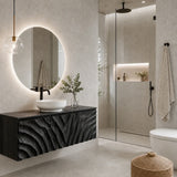 Traditional Bathroom Vanity with Hand-Carved Wave Front in Natural Solid Wood - Arboriswood - 8