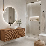 Traditional Bathroom Vanity with Hand-Carved Wave Front in Natural Solid Wood - Arboriswood - 9