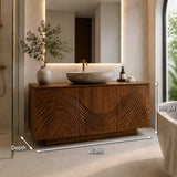 Traditional Bathroom Vanity with Hand-Carved Wave Relief in Natural Solid Wood - Arboriswood - 6