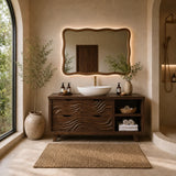 Traditional Bathroom Vanity with Wave-Carved Drawers in Natural Solid Wood - Arboriswood - 10