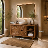 Traditional Bathroom Vanity with Wave-Carved Drawers in Natural Solid Wood - Arboriswood - 6