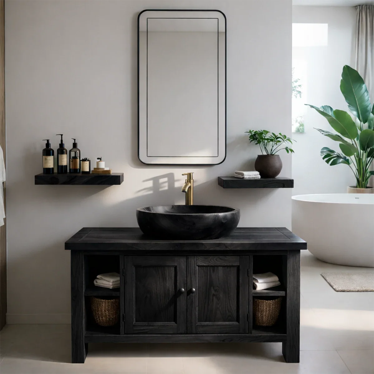 Traditional Cabinet Bathroom Vanity Natural Solid Wood Handcrafted - ArborisWood - 10